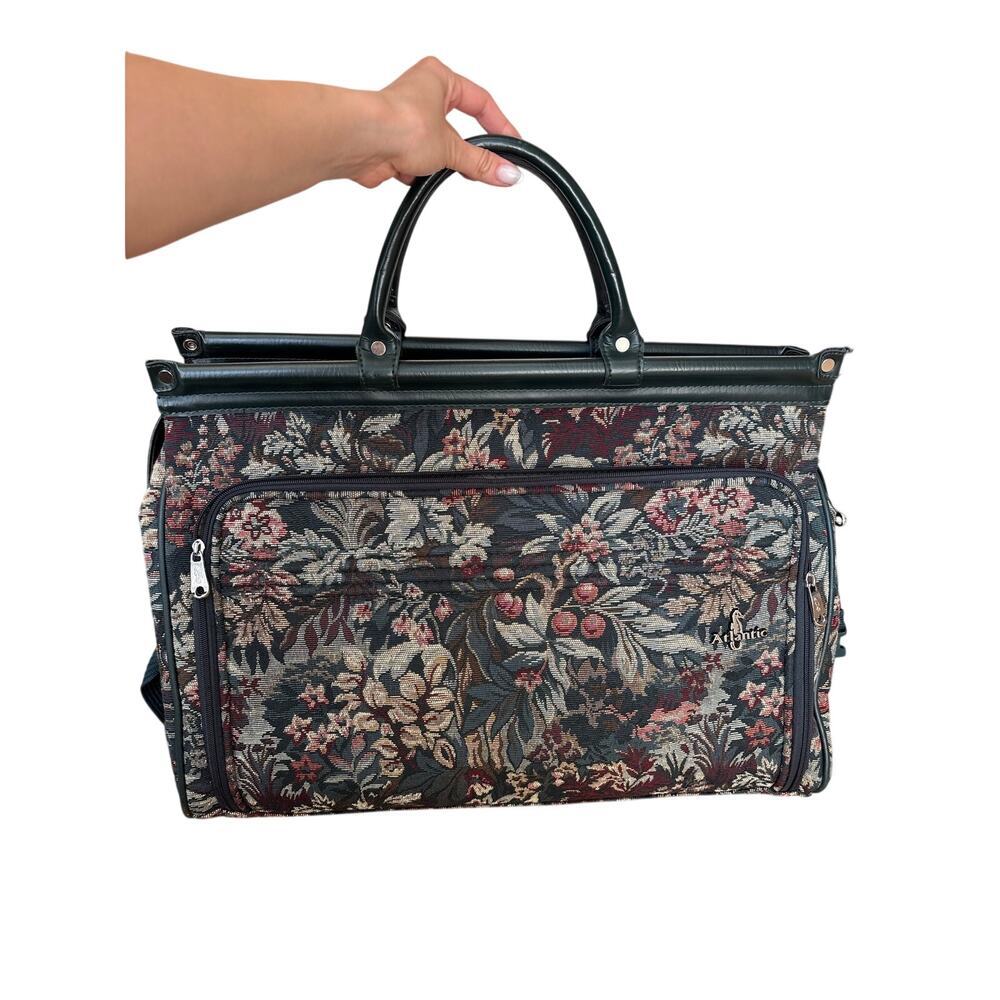 Atlantic Vintage Floral Tapestry Rolling Garment Bag Carry Suiter Travel Luggage - Picture 9 of 16